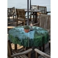 thumbnail image 2 of Outdoor Tablecloths with Umbrella Hole & Zipper, Mountain Round Tablecloths 60 Inch, Forest Green Trees Modern Art Waterproof Table Cloth, Patio/Pool/Picnic Table Covers, 2 of 8