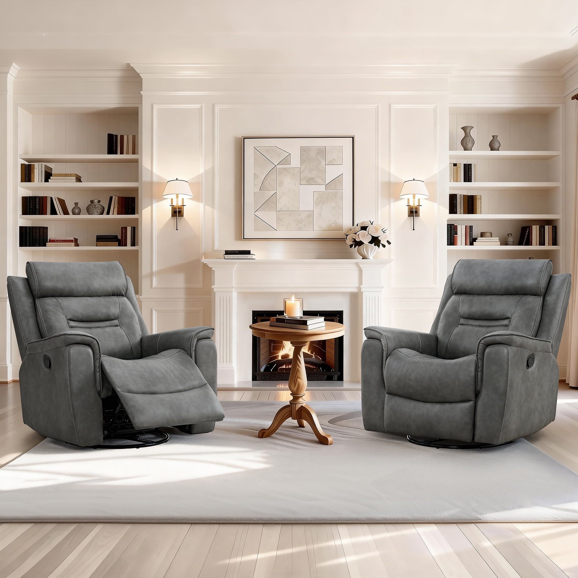 Spruce & Spring360° Swivel Manual Recliner with Glider Motion for Living Room, Dark Gray