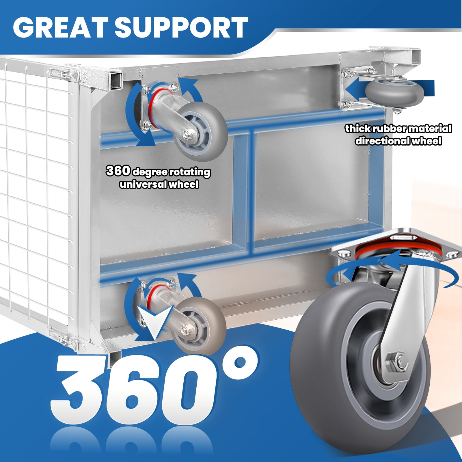 4 IN 1 Heavy Duty Platform Truck with Cage 40x23 Hand Truck Extra Large Version, 2200lbs Capacity Basket Cart with Wheels, Push Dolly with 6” Swivel Casters, Versatile Flatbed