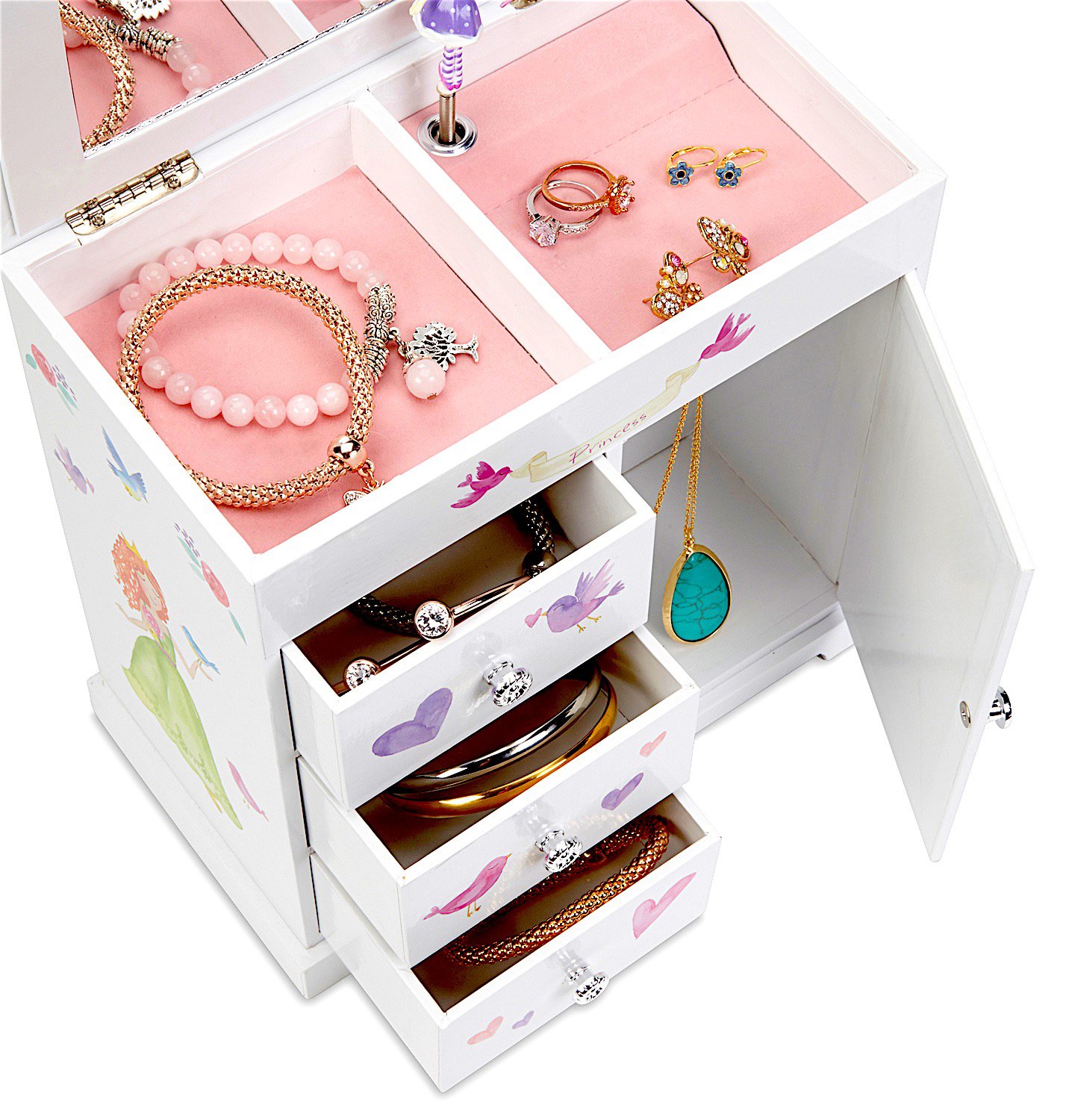 Unicorn Musical Jewelry Box with Pullout Drawers, Fairy Princess and Castle  Design, Dance of the Sugar Plum Fairy Tune