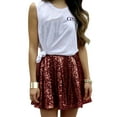 thumbnail image 3 of Women Sequin Skirt Sparkly Cute High Waist Ruffle Flowy Shiny Glitter Mini Short Skirts Night Out Club Party M, 3 of 6