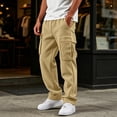 thumbnail image 5 of TOMVIGX Cargo Pants for Men Drawstring Casual Baggy Beige Pants Elastic Waist Sweatpants Athletic Straight Leg Sweatpants Hiking Work Pants, 5 of 8