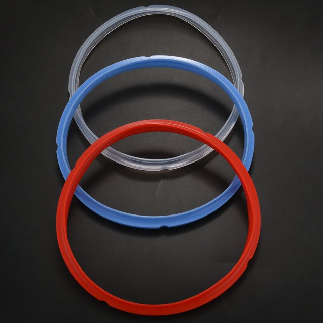 Silicone Sealing Ring for Pressure Cooker Pot Accessories, Fits 5 or 6 Quart Models, Red, Blue and White, Pack Of 9