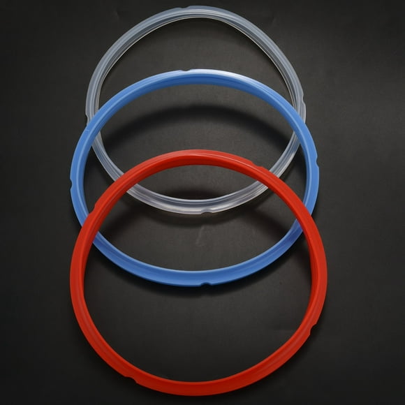 Silicone Sealing Ring for Pressure Cooker Pot Accessories, Fits 5 or 6 Quart Models, Red, Blue and White, Pack Of 9