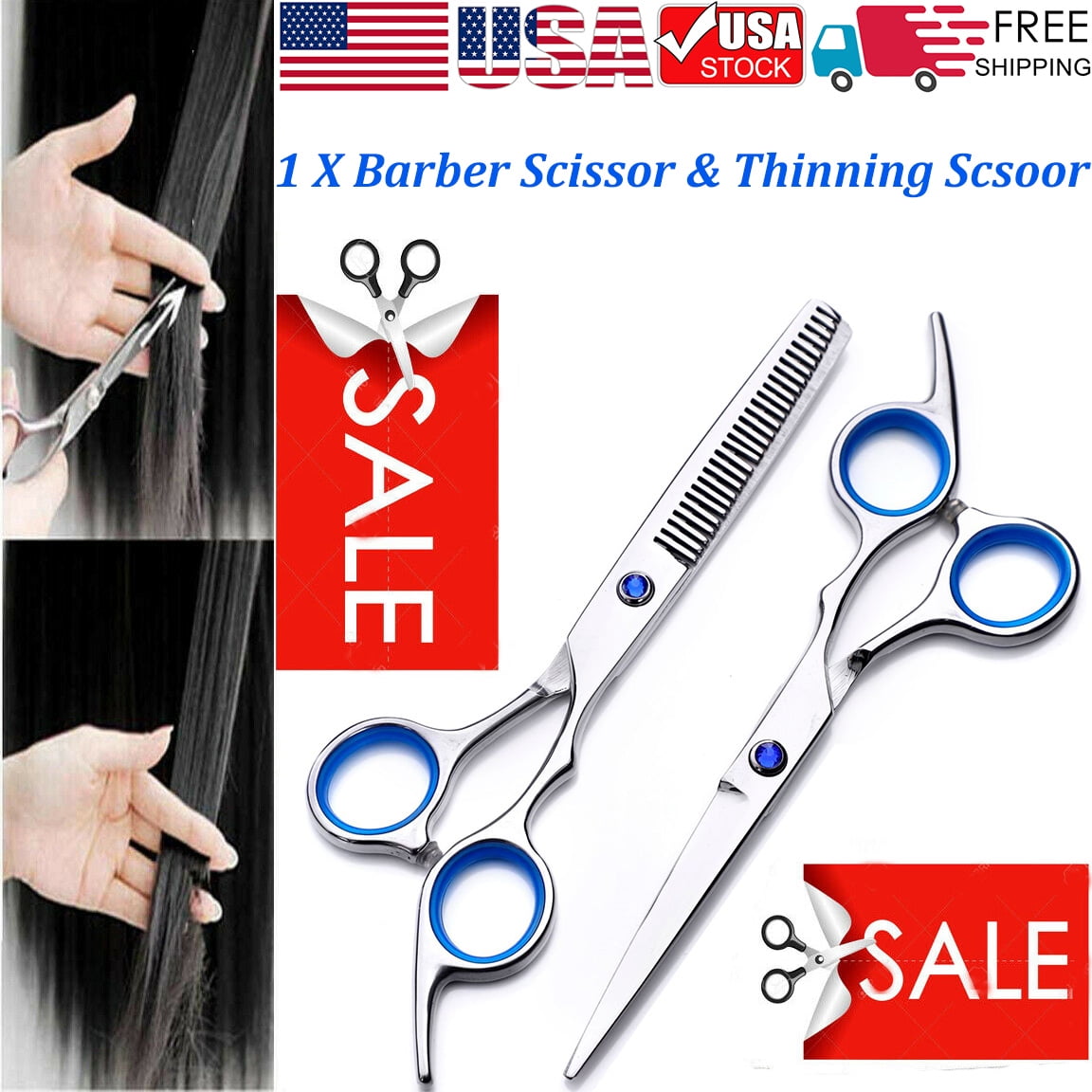 Professional Salon Hair Cutting Thinning Scissors Barber Shears  Hairdressing Set US 