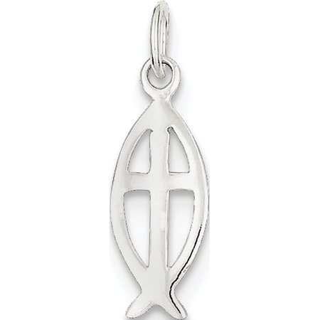 Ichthus Jewelry Leslies Fine Jewelry Designer 925 Sterling Silver Ichthus Fish Cross (6x18mm) Pendant Gift Box Included ()