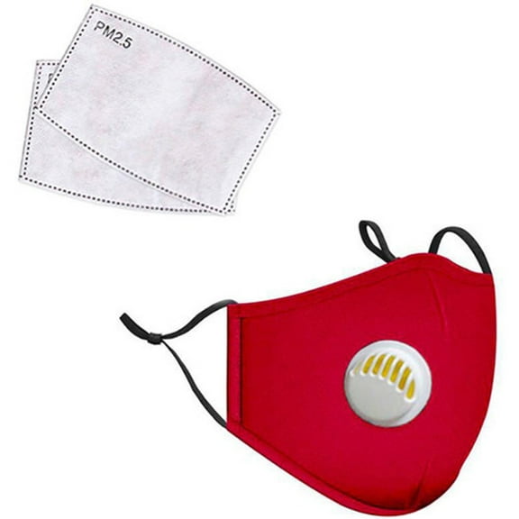 LANDOU Reusable Fabric Face Mask with PM2.5 Filters & External Valve (Kids, Red)