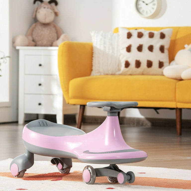 Gymax Baby Wiggle Car Ride-on Toy with Flashing PU Wheels