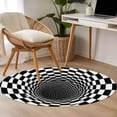 thumbnail image 4 of Round Rug 3.3Ft Washable Non-Slip, 3D Optical Illusion Circle Area Rugs for Living Room Bedroom, Black White Checkered Plaid Visual Trap Indoor Floor Mats Carpet Runner for Home Decor Aesthetic, 4 of 8