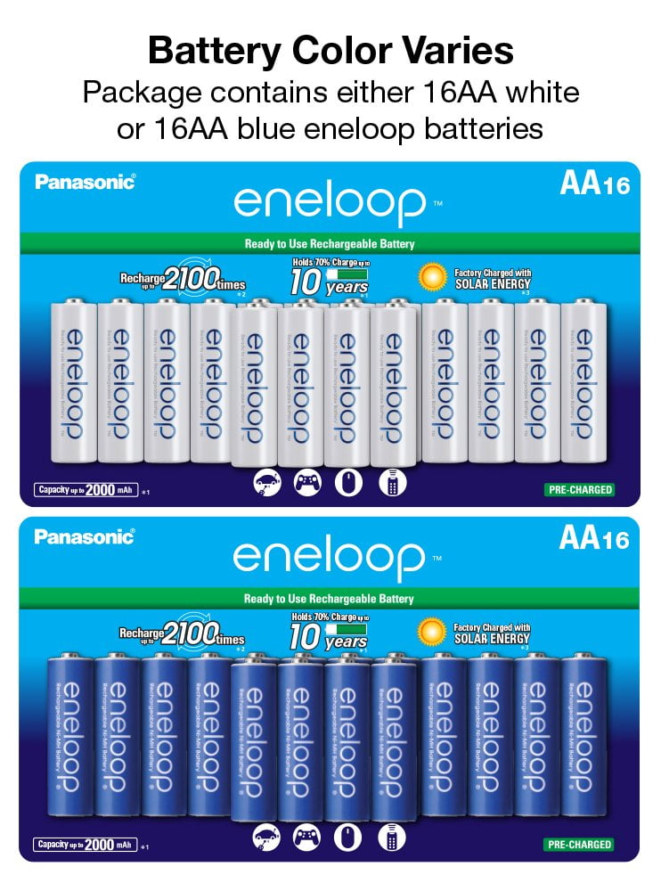 Panasonic BK-3MCCA16BA eneloop AA 2100 Cycle Ni-MH Pre-Charged Rechargeable Batteries, 1