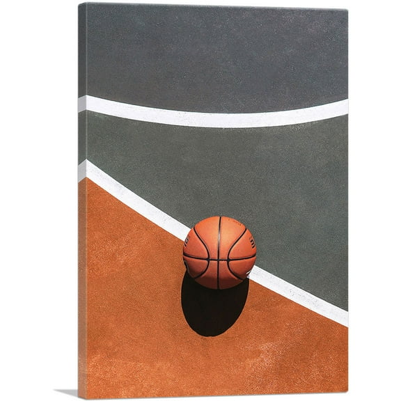 ARTCANVAS Basketball Ball On Court Home decor Canvas Art Print - Size: 26" x 18" (0.75" Deep)