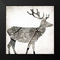 thumbnail image 2 of Grey, Jace 12x12 Black Modern Framed Museum Art Print Titled - Wood Deer, 2 of 5