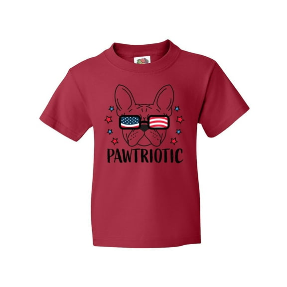 Inktastic Pawtriotic with French Bulldog in American Flag Sunglasses Youth T-Shirt