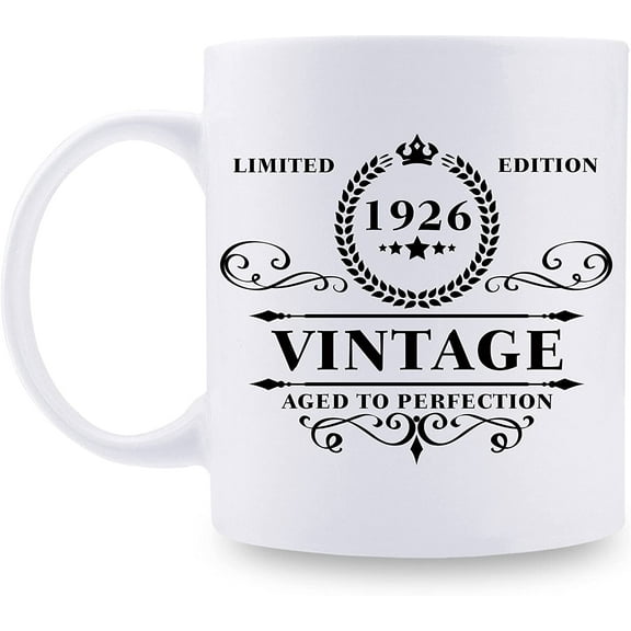 1926 Birthday Gifts for Women Men - 1926 Vintage 11 oz Coffee Mug - Great 1926 Birthday Gifts for Grandpa Grandma Dad Mom Friend Sister Brother Coworker