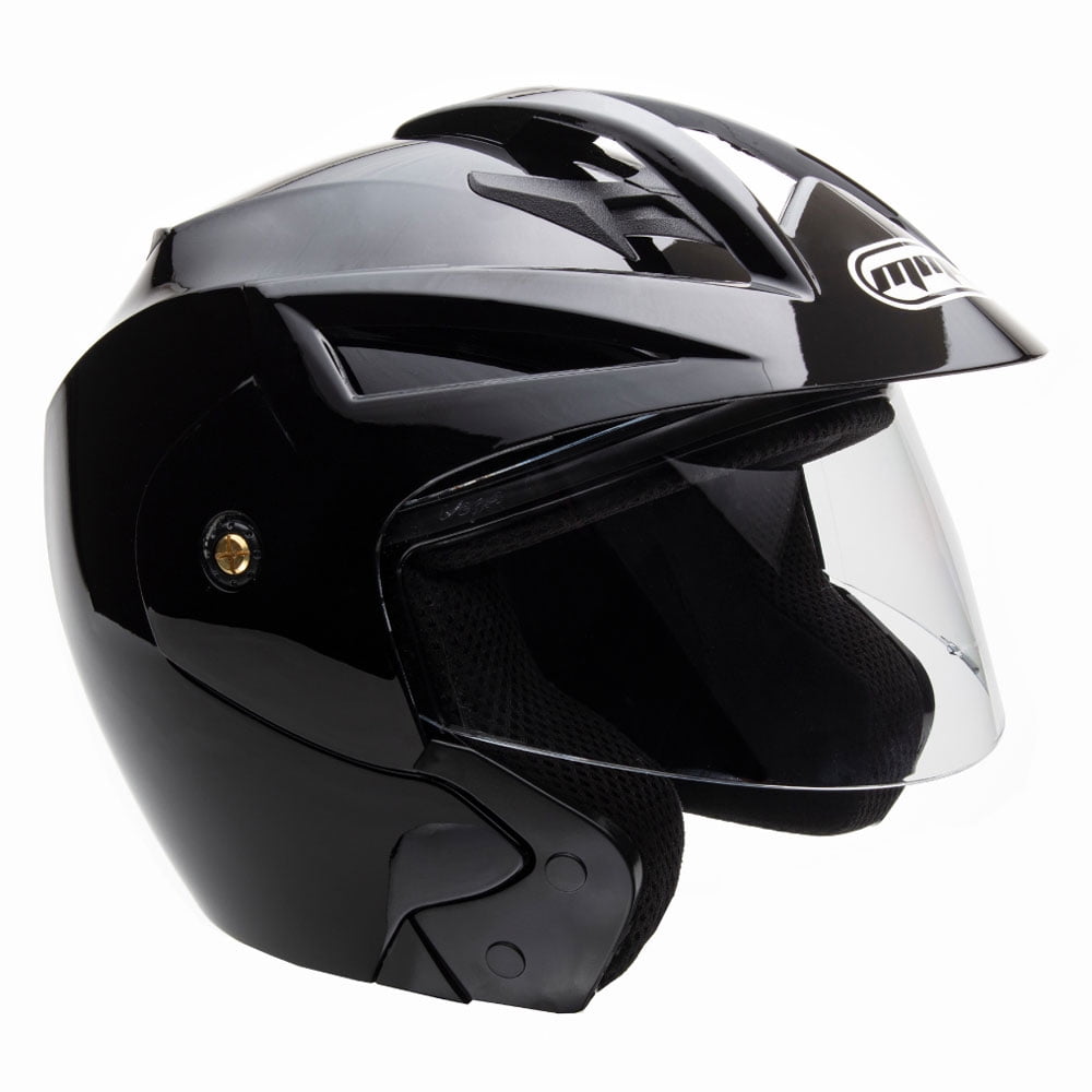Model 28 MMG Helmets Open Face Pilot Style Integrated Flip Up Visor DOT 