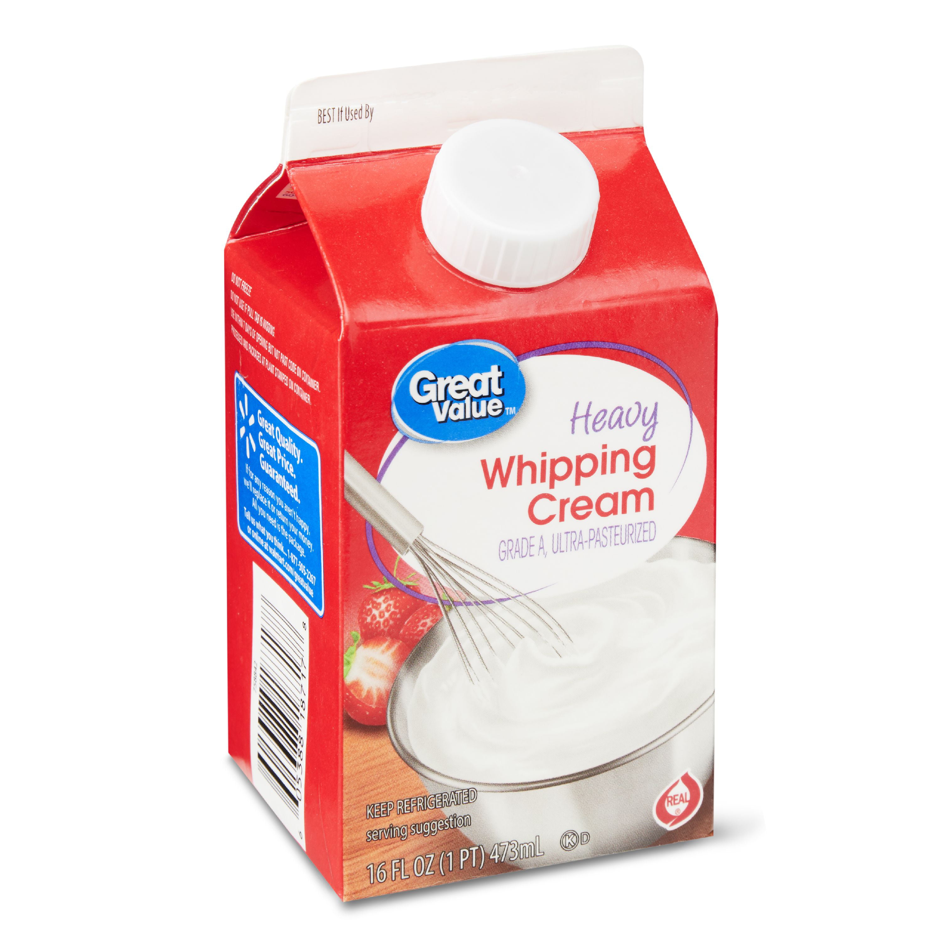 Great Value Ultra-Pasteurized Real Heavy Whipping Cream ...