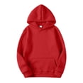 thumbnail image 3 of Textilo Long Sleeve Hoodies for Women Hooded Pullover Sweatshirts with Pocket Solid Color Sweatshirt Comfy Casual 2026 Fall Winter Loose Outfits,Red 2XL, 3 of 6