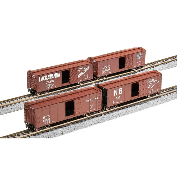 Broadway Limited Imports N 40' Steel Boxcar Set D 4Pk NYC RDG DLW NB BLI7273 N Rolling Stock