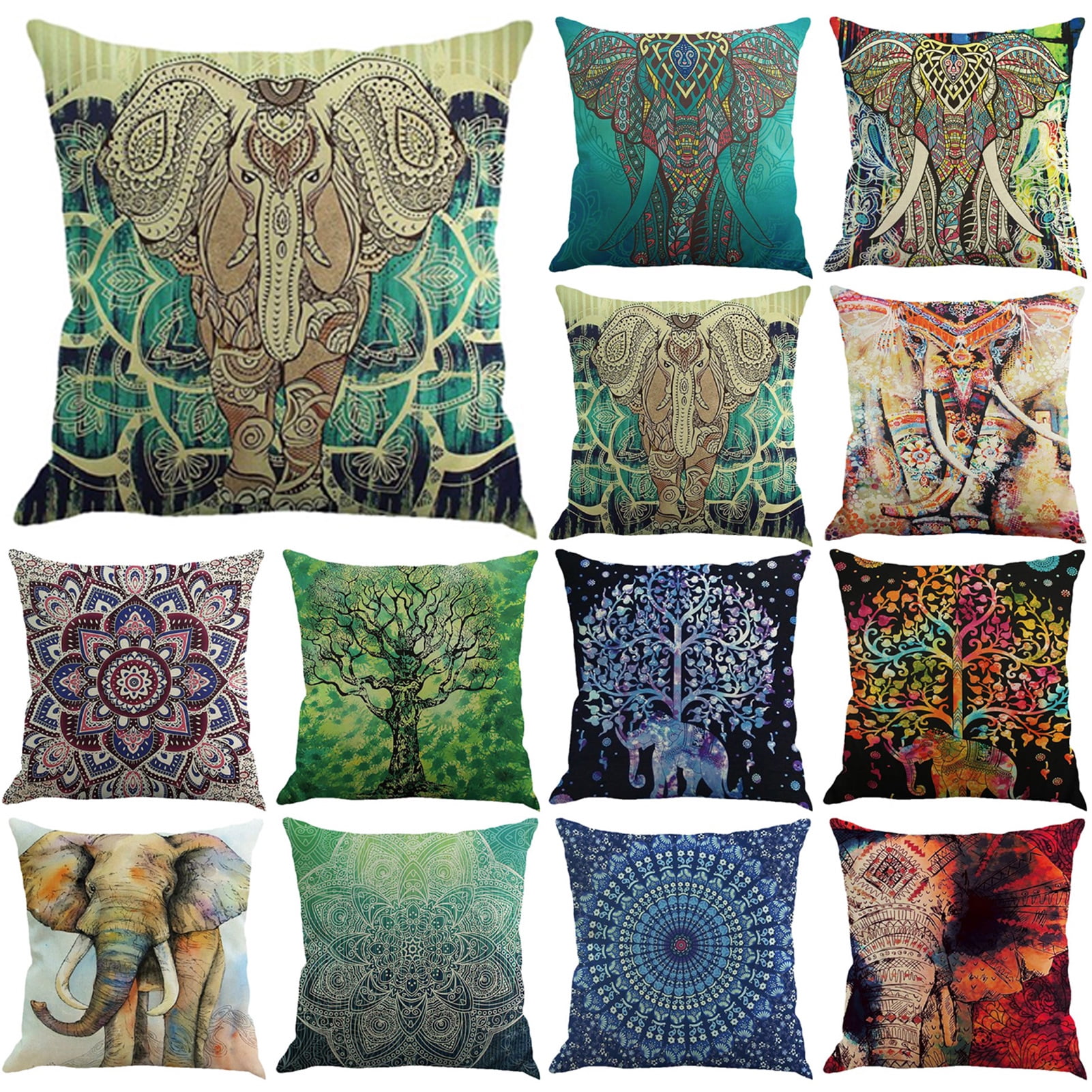 Visland Indian Decorative Mirror Toss Pillow Cover Floral Pillow Case