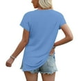 thumbnail image 4 of fatyb V Neck T Shirts for Women Short Sleeve Split Casual Tshirts Plain Loose Womens Summer Tee Blouses, 4 of 7