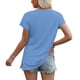 thumbnail image 5 of Tops de Manga Corta para las Mujeres Suelto Ajuste Cuello en V Manga Raglan Hendidura, Moda Blusa Sólida para el Hogar Y Diario, 5 of 9