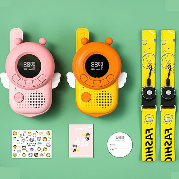 JVMU 1 Pair Kids Walkie Talkies 2 Miles Range 20 Channels with 2 Way Radios Backlit LCD Flashlight for Kids Outdoor Festival Gifts, Type 1