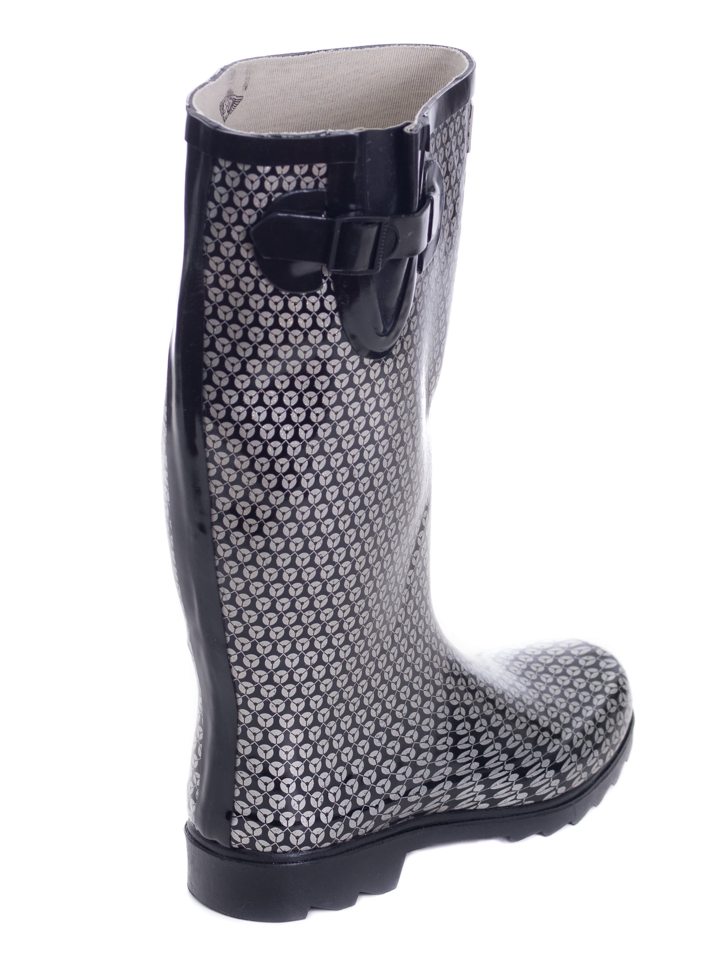 Women Rubber Rain Boots with Cotton Lining, Metal Groove