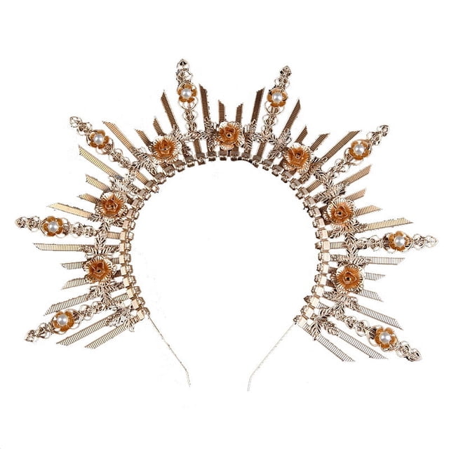 Diadema con corona de Halo de diosa para mujer, banda para el pelo con pinchos Sunburst, disfraz de fiesta, Cosplay, tocado para sesión de fotos de boda