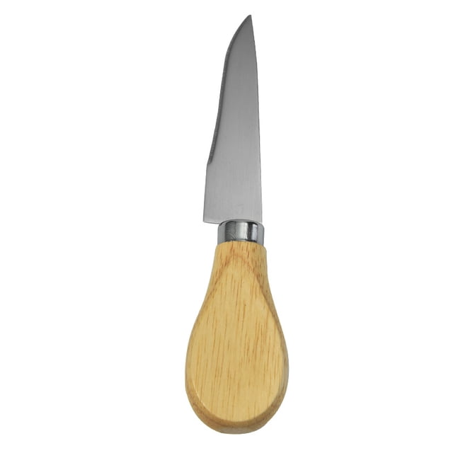 Juego de cuatro cuchillos para queso con mango de madera de caucho y acero inoxidable, cuchillo para mantequilla, utensilios para hornear para el hogar
