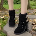 thumbnail image 4 of Women Winter Boots, Round Toe Dressy with Heel Casual with Side Zipper Short Boots, Autumn Winter for Dresses Chunky Heel Shoes, Ankle Booties , Black, 41, 4 of 8