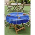 thumbnail image 5 of Outdoor Tablecloth with Umbrella Hole, Blue Striped Spillproof Waterproof Outdoor Table Cover, Modern Abstract Art Wave Moire Gradient Patio Tablecloths for Party/Garden/Picnic, Round 54 inch, 5 of 9