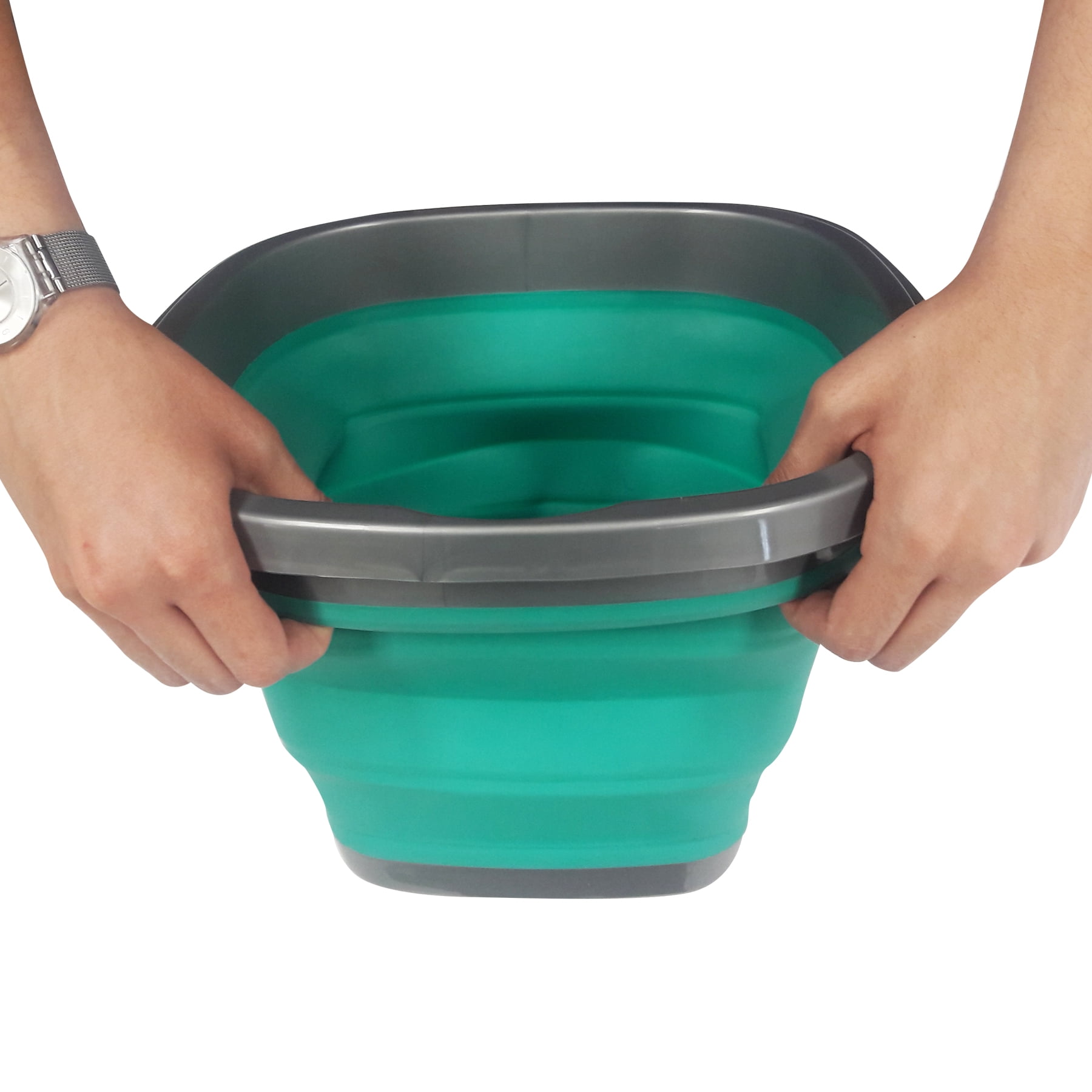 SIMONIZ Square Portable Multi-Purpose Foldable/Folding Water Collapsible  Bucket, Blue, 10-L