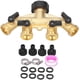 thumbnail image 1 of Divisor de manguera Conector de manguera de 4 vías G3/4 pulgadas Conector de manguera de metal de rosca hembra con 4 válvulas para balcón Jardín Riego Riego Lavado de autos Rojo Verde, 1 of 5