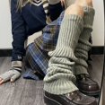 thumbnail image 2 of JK Lolita-calcetines largos de punto para mujer, calentadores de piernas, calcetines de ganchillo góticos, puños de botas, blanco, Y2K, Punk, otoño e invierno, nuevo, 2 of 4