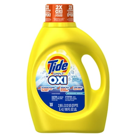 Tide Simply Plus Oxi Liquid Laundry Detergent, Refreshing Breeze, 100 oz., 64