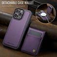 thumbnail image 4 of ELEHOLD Luxury PU Leather Magnetic Case For iPhone 11 Detachable Back Wallet Stand Function Card Case, Mag Safe Compatible, RFID Blocking Technology Shockproof Cover - Purple, 4 of 11