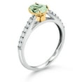 thumbnail image 3 of Gem Stone King 10K White and Yellow Gold Green Prasiolite and White Lab Grown Diamond Engagement Ring for Women (0.93 Cttw, Oval 7X5MM, Gemstone Birthstone, Size 7), 3 of 4