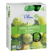 (32 pack) (8-count) Plum Organics Stage 2 Pear, Spinach & Pea, 4oz, 2, 4-count, boxes