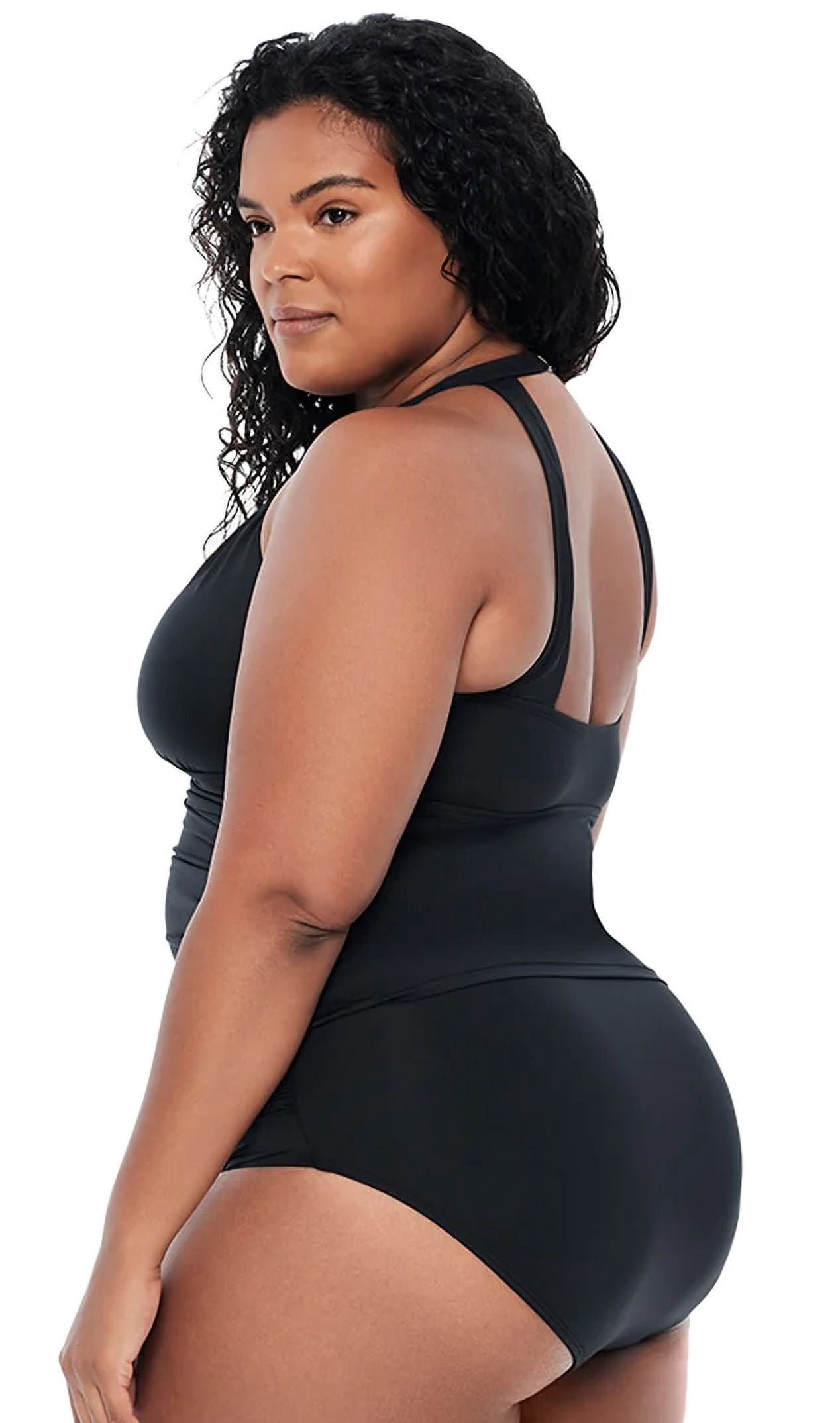 Lauren Ralph Lauren Women's Plus Size Beach Club Tankini Top Black