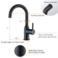 thumbnail image 6 of Wowow Black Bathroom Faucet Stainless Steel Bar Faucet Single Handle Bar Sink Faucets High Arc Lavatory Sink Faucet Mixer Small Kitchen Tap Faucet with Supply Hoses, 6 of 7