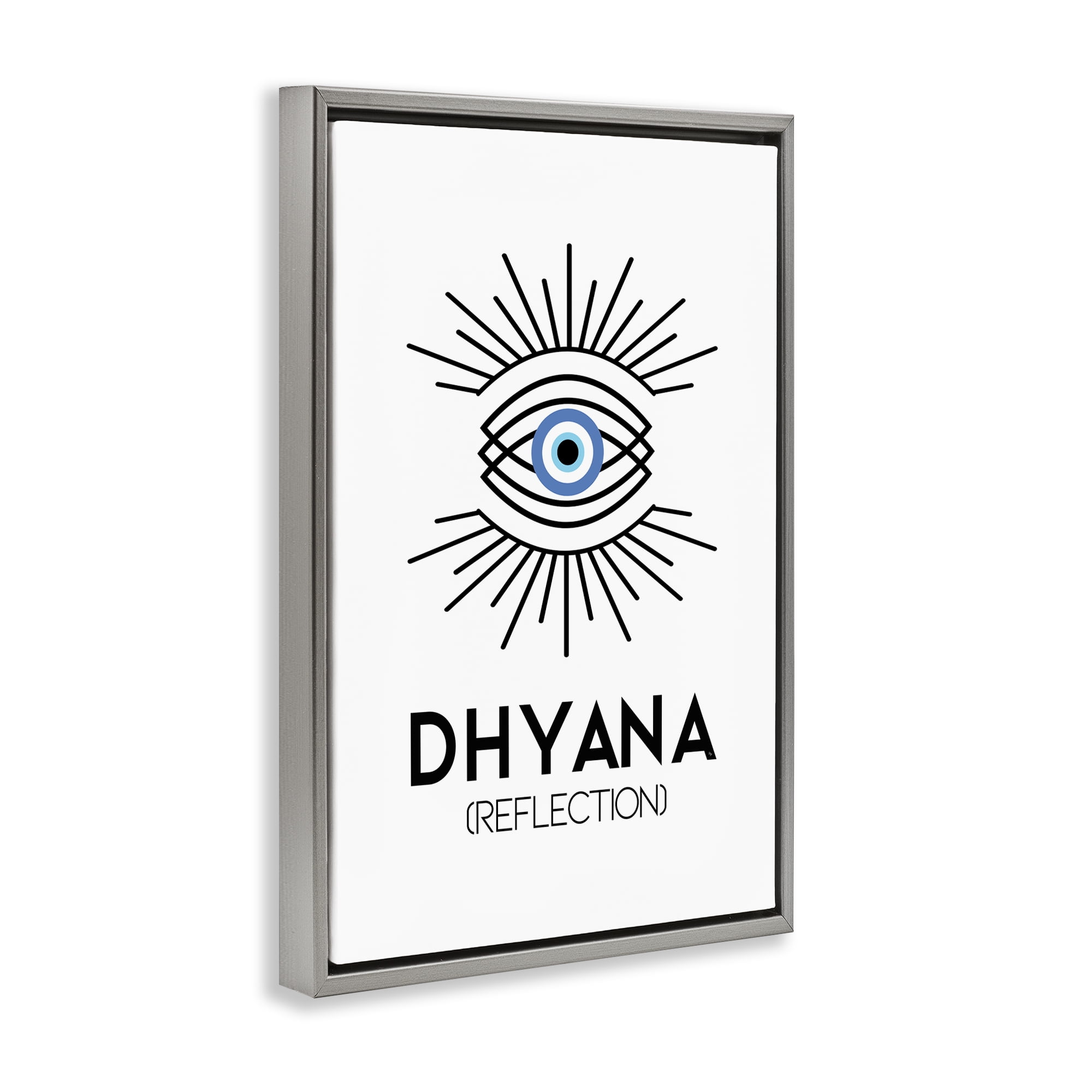 Stupell Industries Dhyana Reflection Eye Text & Numbers Painting Gray Floater Framed Canvas Art Print Wall Art, 17 x 25