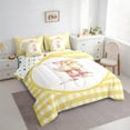 thumbnail image 3 of jejeloiu Pink Bow Tie Bedding Comforter Set 7pcs,Rustic Farmhouse Duck Queen Bedding Sets,Yellow Plaid Checkered Queen Sheet Sets For Teens,Super Cozy Room Decor Reversible, 3 of 8