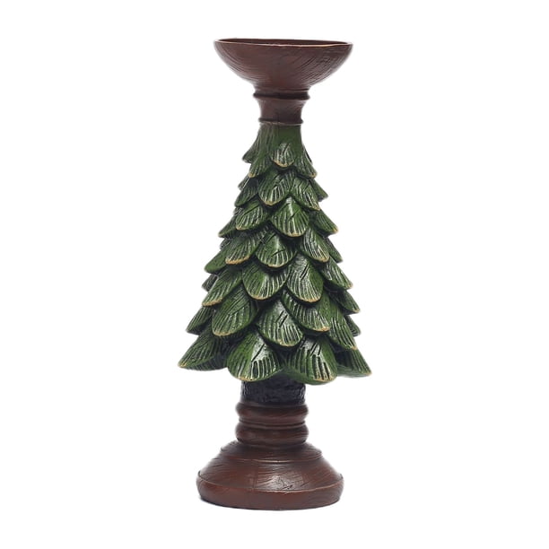 Ornamentos Del Árbol de Navidad Base de Vela Del Árbol de Navidad de Madera, Pieza Central de Escritorio Creativa Decorativa de Resina Europea, Portavelas Hechas a Mano Ecológicas, Decoración de Casa