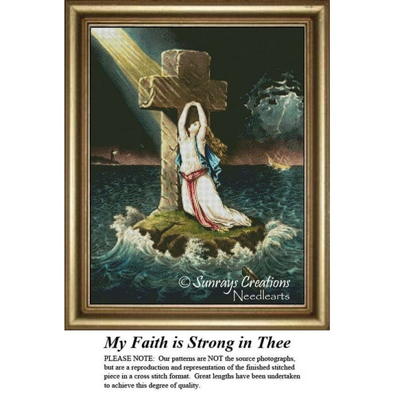 Religious Cross Stitch Pattern | My Faith is Strong in Thee (Pattern Only, You Provide The Floss and Fabric)