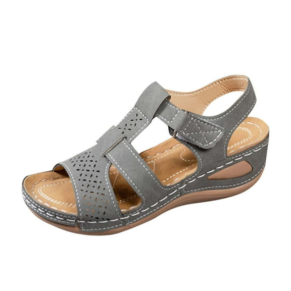 Wensltd Outdoor Walking Comfortable Sandals for Women Wedge Heel Open Toe Thick Sole Strappy Sandals