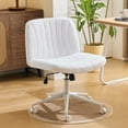 thumbnail image 1 of Ktaxon Chaise de Bureau Réglable, Chaise de Bureau Pivotante, Conception Sans Accoudoirs, Réglage Pneumatique de la Hauteur, Rotation à 360 Degrés, Idéale pour le Bureau à Domicile en Velours Teddy Blanc, 1 of 7