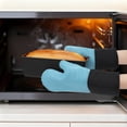 thumbnail image 5 of Unique Bargains Cotton Oven Mitts Heat-Resistant Cooking Gloves Sky Blue 13.4x7.1inch, 5 of 7