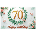 thumbnail image 3 of Elegant Design Happy Birthday Banner Decorative Green Leaves Gold Number 70 for Milestone Celebration Indoor Party Event, 3 of 8