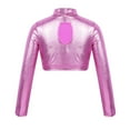 thumbnail image 6 of iiniim Kids Girls Long Sleeve Turtleneck Glossy Metallic Sports Dance Crop Tops Tight Shirt Dancewear, 6 of 7