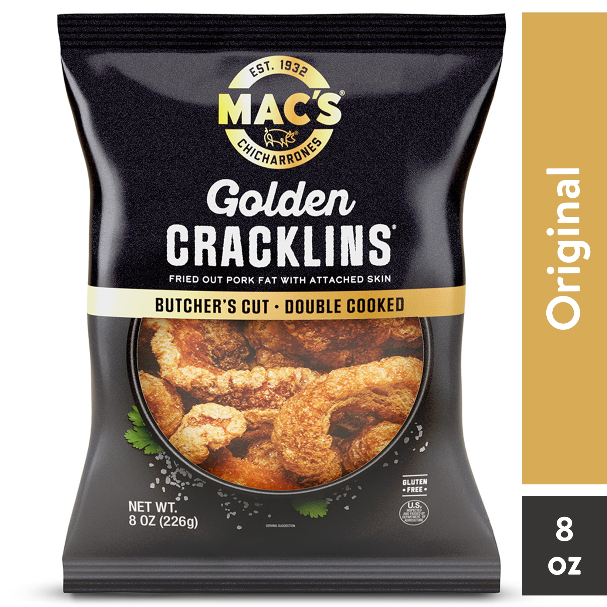 Mac's Golden Pork Cracklins Snacks, 8 oz